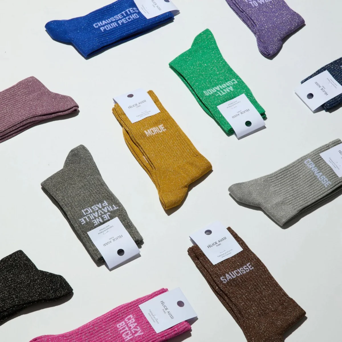 Chaussettes Paillettes Connasse 36/40 - Gris - Image 4