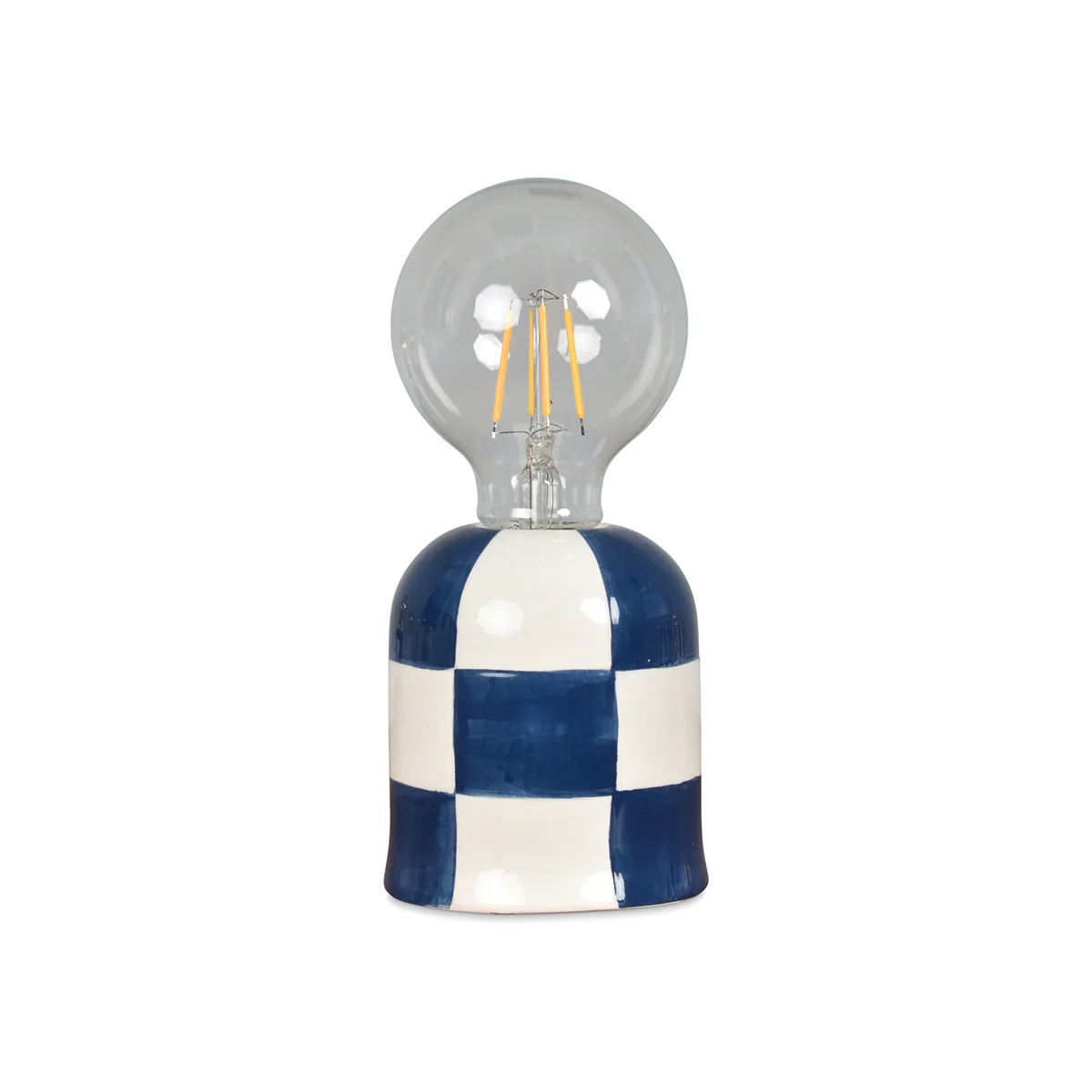 Lampe à poser à carreaux - Blanc & bleu