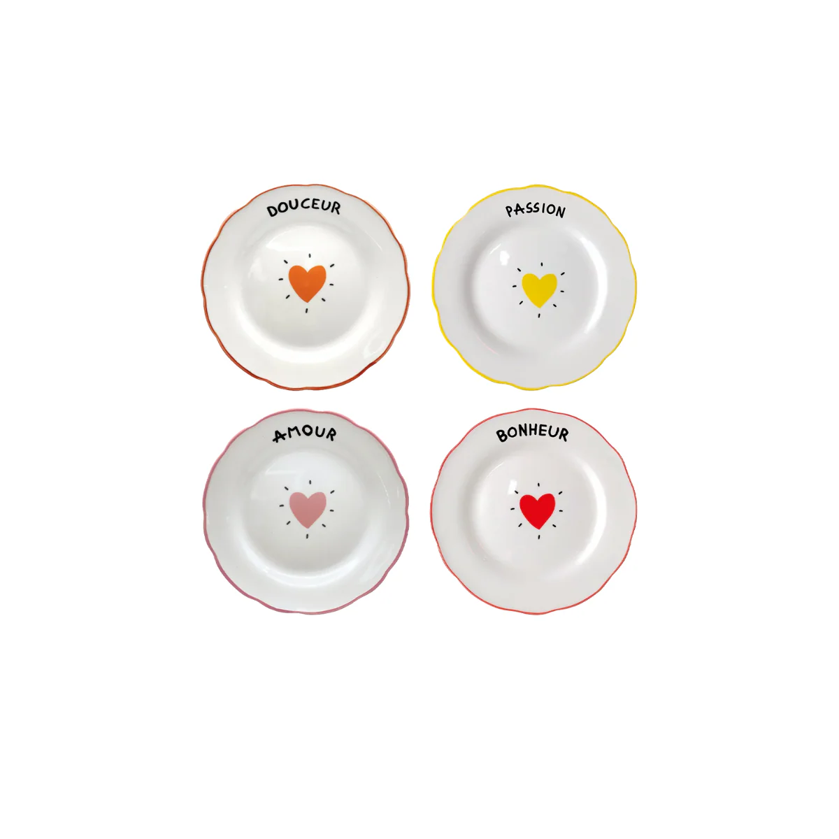 Set de 4 assiettes Amour Coeur 19 cm