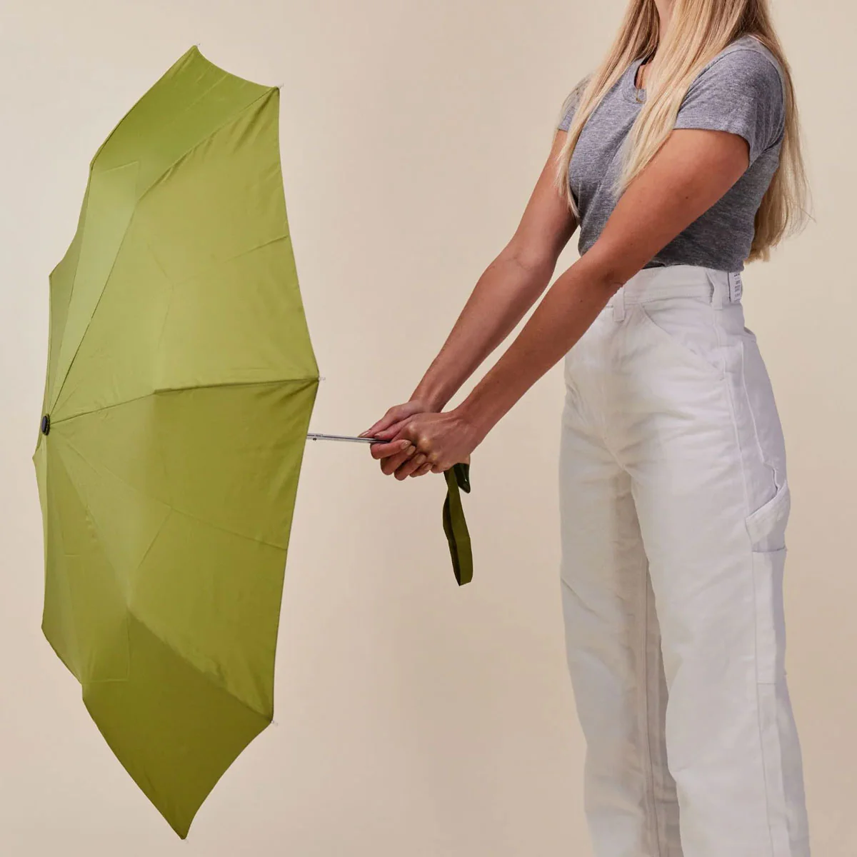 Parapluie à manche Tête de Canard - Olive - Image 2