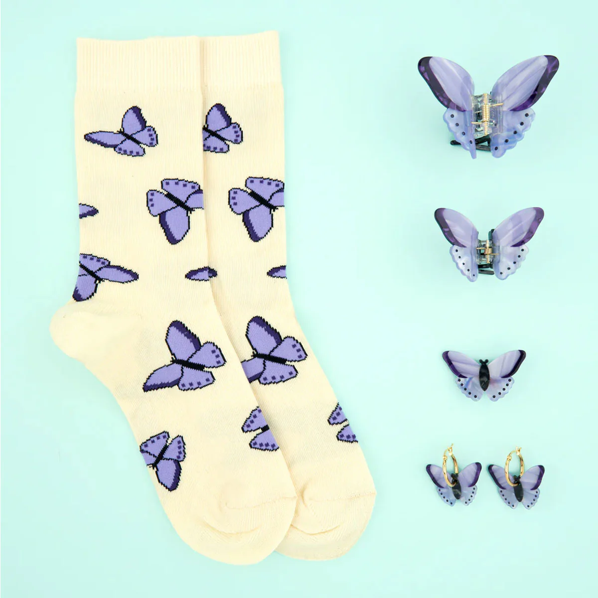 Pince à Cheveux Papillon - Mauve - Image 7