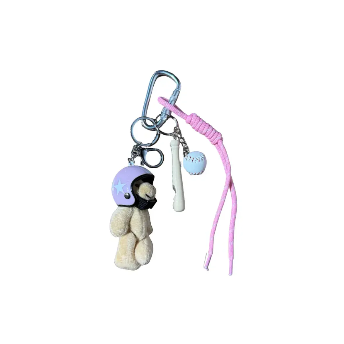 Porte-clés et bijou de sac - Ourson Casque Violet