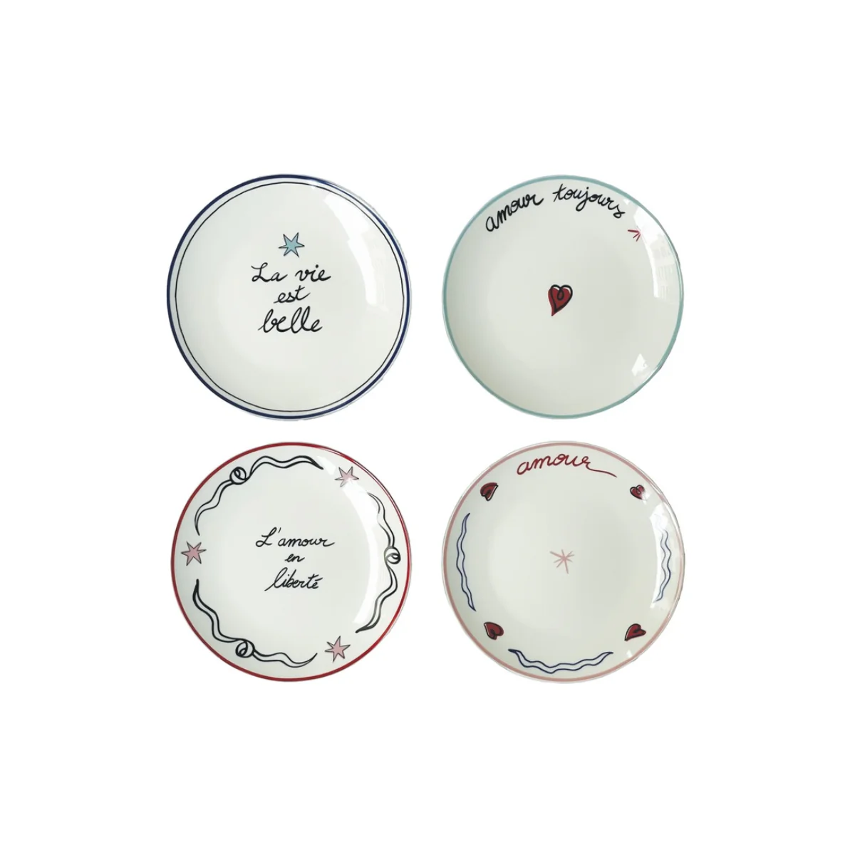 Set de 4 assiettes dessert - Amour en liberté