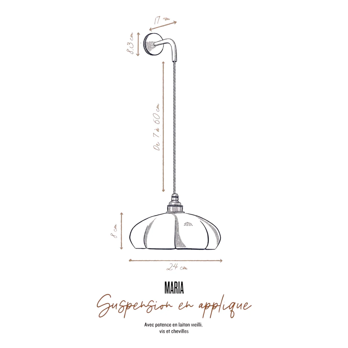 Suspension en applique Maria en Porcelaine émaillée - Image 3
