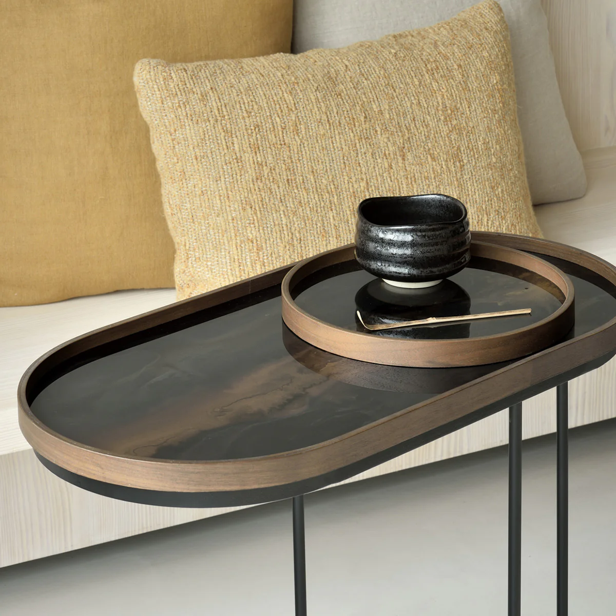 Table à plateau Oblong en métal et bois - L 69 cm - Image 3