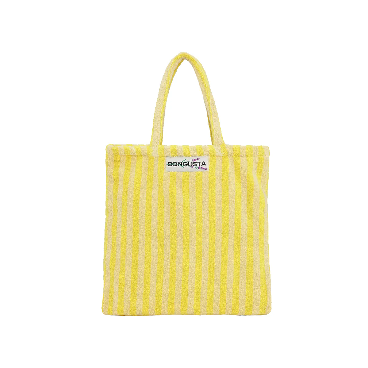 Totebag à rayures - Pristine & Neon Yellow